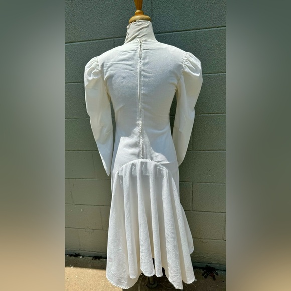 Vtg 80s Gunne Sax Style White Mutton Sleeve Midi Dress Lace Sz S Cottage Prairie - Picture 6 of 9
